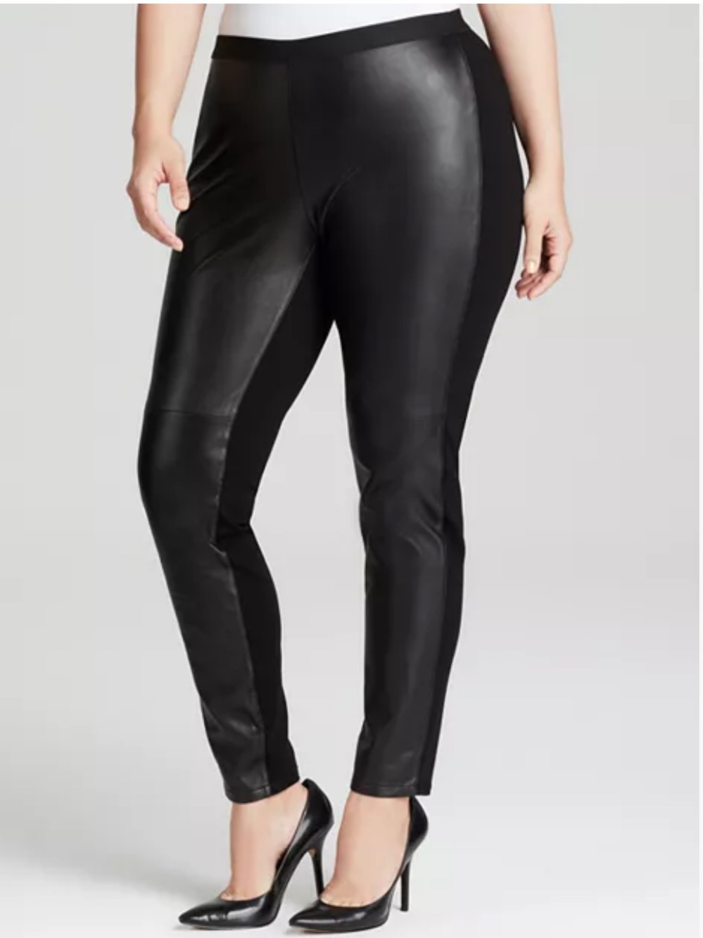 Eileen Fisher Plus Leather Front Leggings Black Size 2X